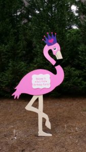 Flamingo Yard Party Sign Fayetteville, NC Sandhills Baby & Birthday Signs 910-723-4784