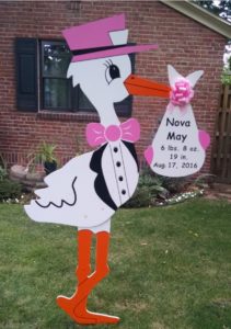 Fort Bragg, NC  New Baby Stork Rental  Sandhills Baby and Birthday Signs  (910)723-4784