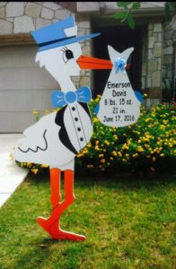 Welcome Home Baby Stork Sign Rental Fayetteville NC Sandhills Baby & Birthday Signs 910-723-4784