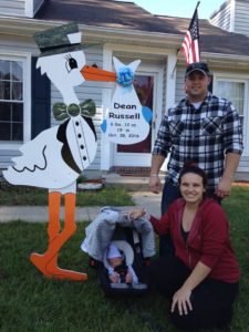 Camp Lejeune, NC New Baby Stork Lawn Sign Crystal Coast Storks & More 910-381-5679 